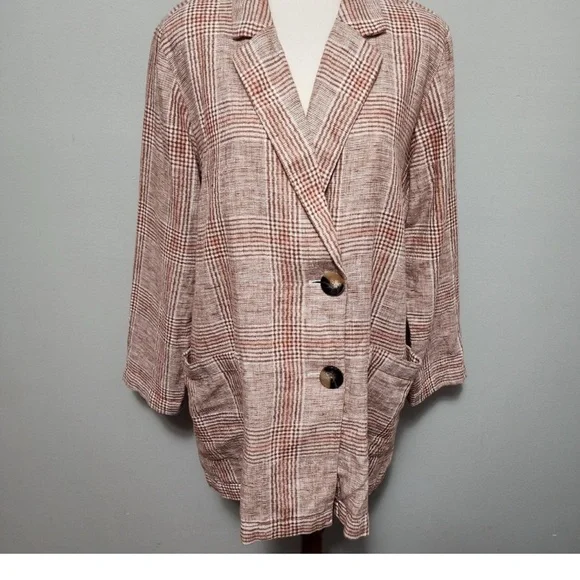 J. Jill Women's Beige Plaid Blazer sze Large Petite - Picture 2 of 9